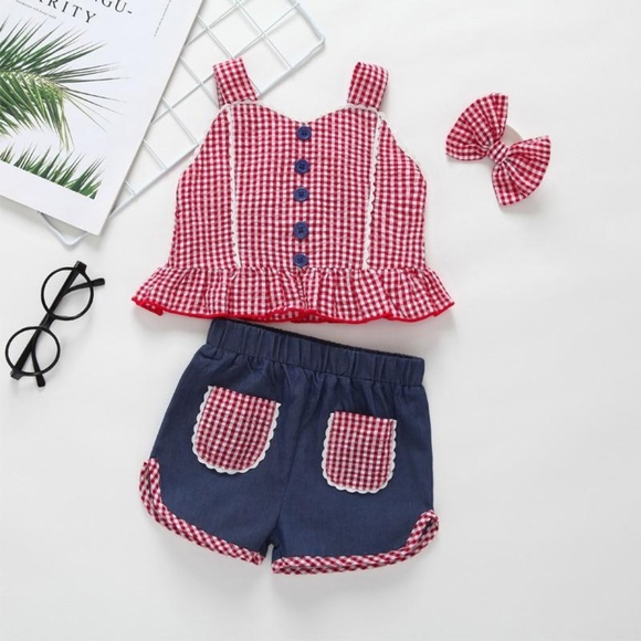 Other - Girls Red Checker Country Shorts Boutique Outfit